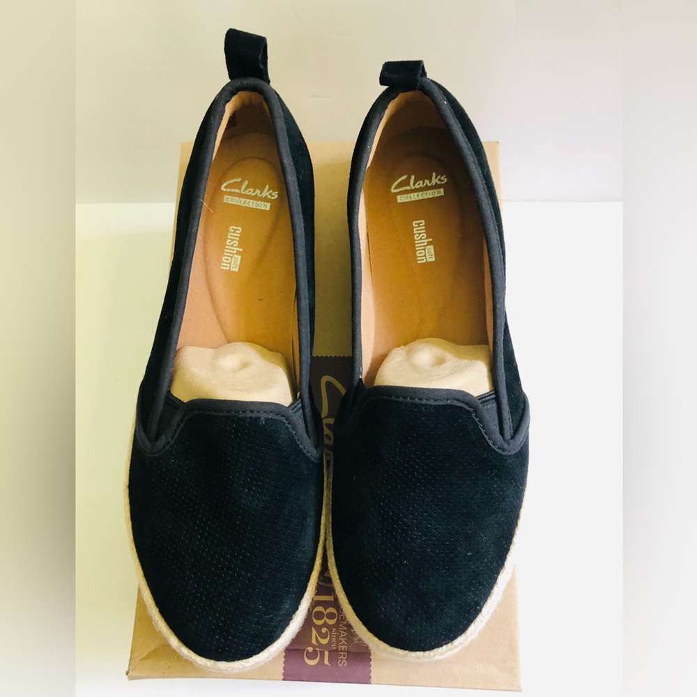 NWT Clarks Black Suede Espadrilles